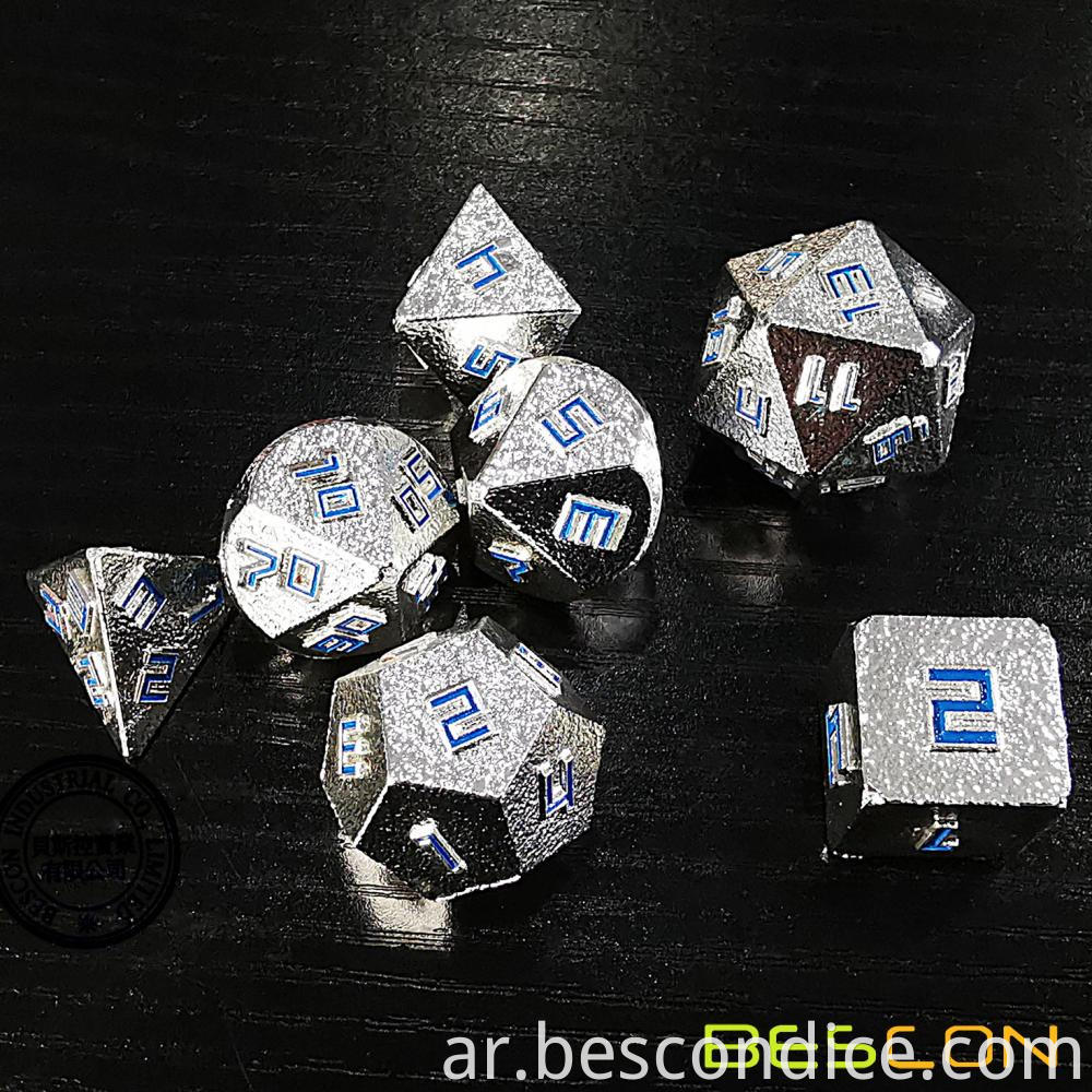 Shiny Silver Ore Lode Solid Metal Dice Set 3